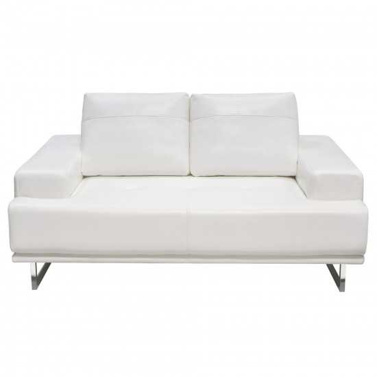 Russo Loveseat w/ Adjustable Seat Backs in White Air Leather by Diamond Sofa