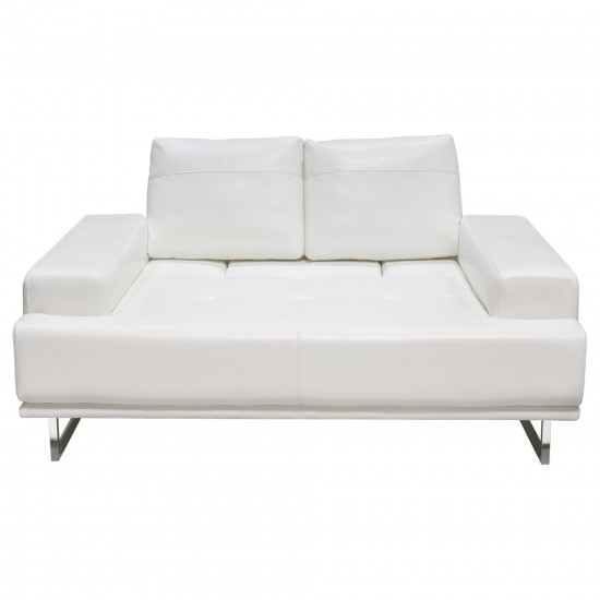 Russo Loveseat w/ Adjustable Seat Backs in White Air Leather by Diamond Sofa