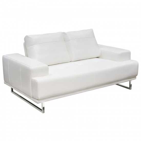 Russo Loveseat w/ Adjustable Seat Backs in White Air Leather by Diamond Sofa