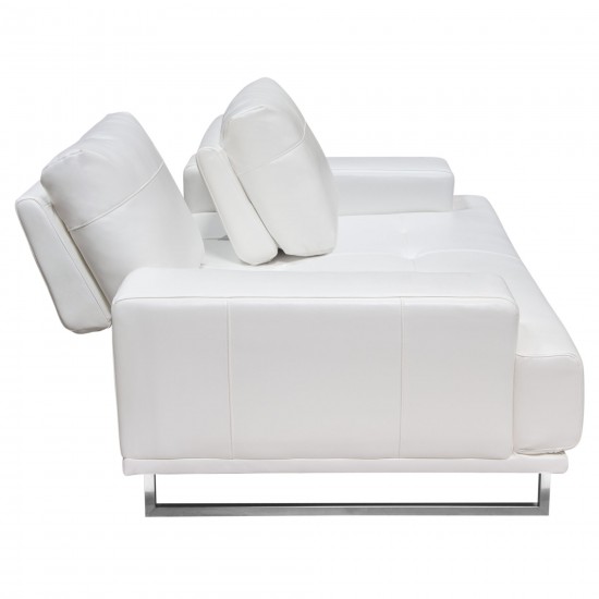 Russo Loveseat w/ Adjustable Seat Backs in White Air Leather by Diamond Sofa