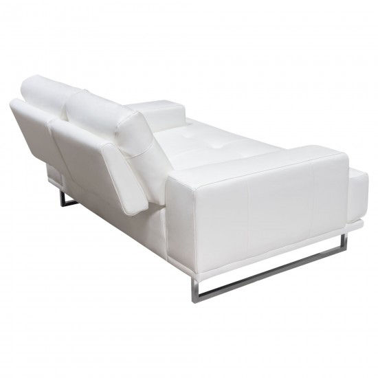 Russo Loveseat w/ Adjustable Seat Backs in White Air Leather by Diamond Sofa