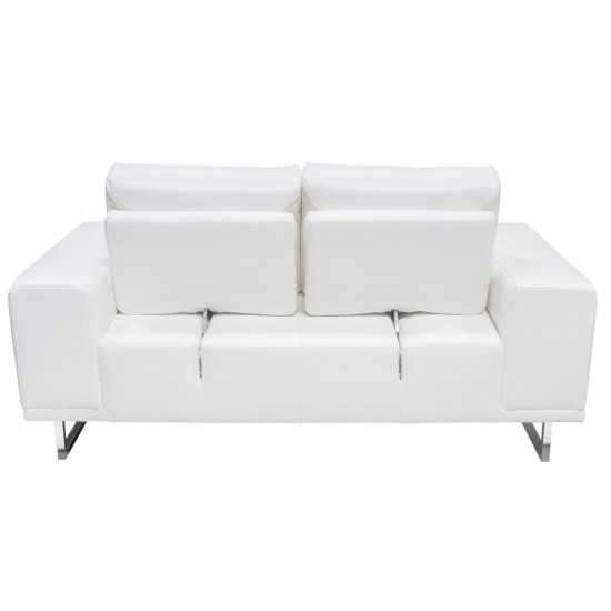 Russo Loveseat w/ Adjustable Seat Backs in White Air Leather by Diamond Sofa