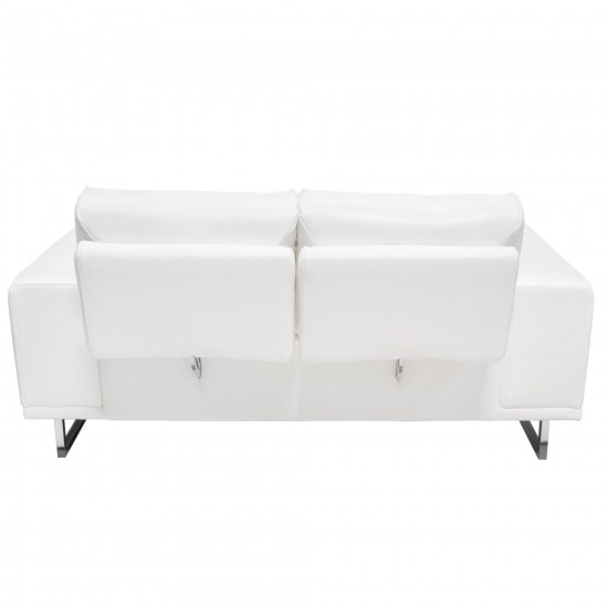 Russo Loveseat w/ Adjustable Seat Backs in White Air Leather by Diamond Sofa