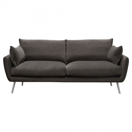 Vantage Sofa in Iron Grey Fabric with Feather Down Seating & Brushed Silver Leg by Diamond Sofa