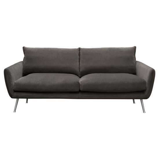 Vantage Sofa in Iron Grey Fabric with Feather Down Seating & Brushed Silver Leg by Diamond Sofa