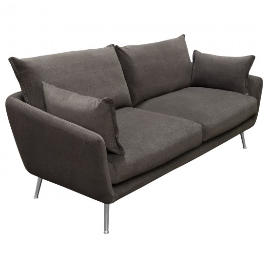 Vantage Sofa in Iron Grey Fabric with Feather Down Seating & Brushed Silver Leg by Diamond Sofa