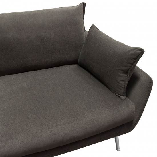 Vantage Sofa in Iron Grey Fabric with Feather Down Seating & Brushed Silver Leg by Diamond Sofa