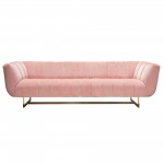 Venus Sofa in Blush Pink Velvet w/ Contrasting Pillows & Gold Finished Metal Base by Diamond Sofa