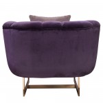 Venus Sofa in Violet Velvet w/ Contrasting Pillows & Gold Finished Metal Base by Diamond Sofa