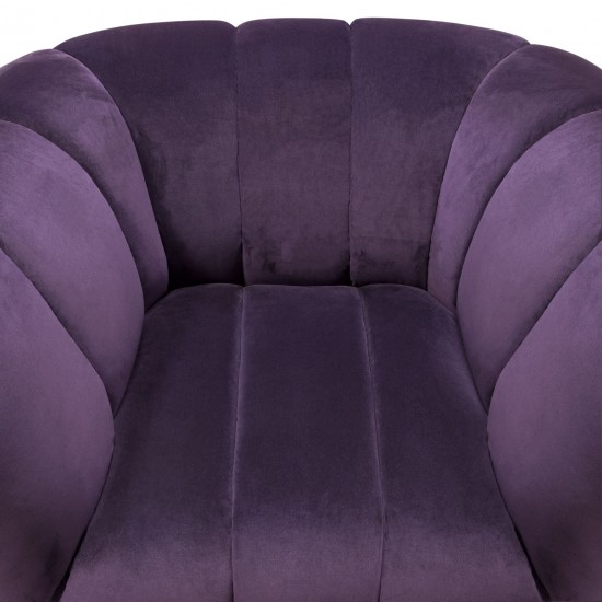 Venus Sofa in Violet Velvet w/ Contrasting Pillows & Gold Finished Metal Base by Diamond Sofa