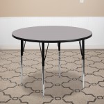 48'' Round Grey Thermal Laminate Activity Table - Standard Height Adjustable Legs