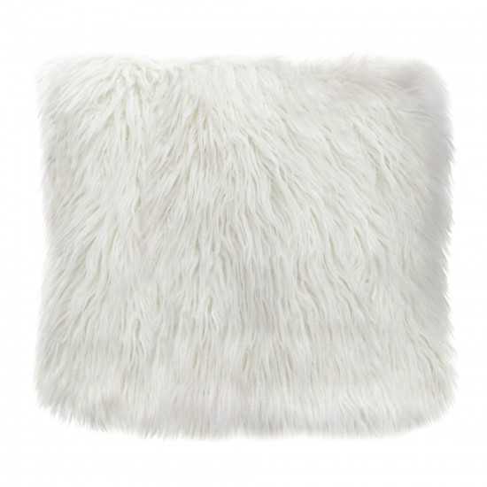 18" Square Accent Pillow by Diamond Sofa in White Dual-Sided Faux Fur