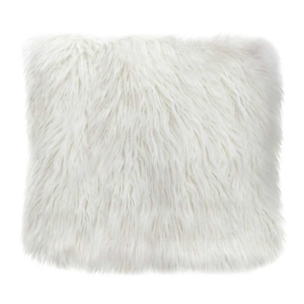 18" Square Accent Pillow by Diamond Sofa in White Dual-Sided Faux Fur