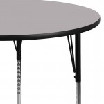 48'' Round Grey Thermal Laminate Activity Table - Standard Height Adjustable Legs