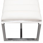 Bardot Large Bench Ottoman w/ Polished Stainless Steel Frame & Padded Seat in White Leatherette by Diamond Sofa