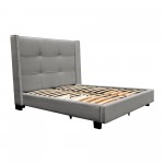 Beverly Queen Bed with Integrated Footboard Storage Unit & Accent Wings in Grey Fabric By Diamond Sofa