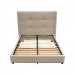 Beverly Queen Bed with Integrated Footboard Storage Unit & Accent Wings in Sand Fabric By Diamond Sofa