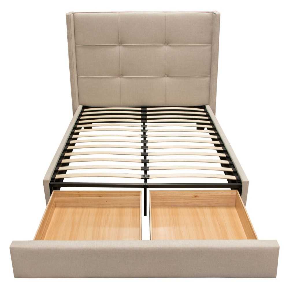 Beverly Queen Bed with Integrated Footboard Storage Unit & Accent Wings