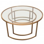 Lane 2PC Round Nesting Set in Brushed Gold Frame w/ Clear Tempered Glass Tops by Diamond Sofa