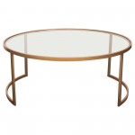 Lane 2PC Round Nesting Set in Brushed Gold Frame w/ Clear Tempered Glass Tops by Diamond Sofa