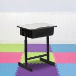 Student Desk with Grey Top and Adjustable Height Black Pedestal Frame