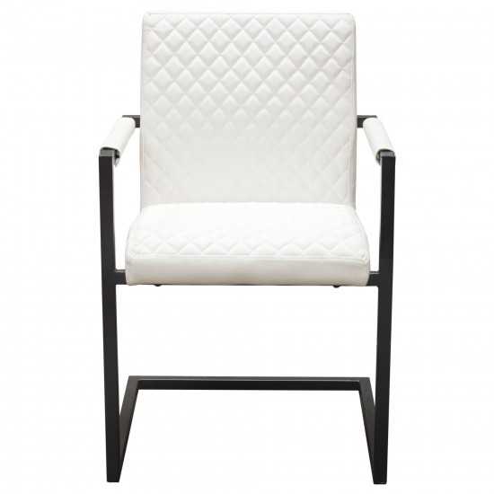 Nolan 2-Pack Dining Chairs in White Diamond Tufted Leatherette on Charcoal Powder Coat Frame by Diamond Sofa