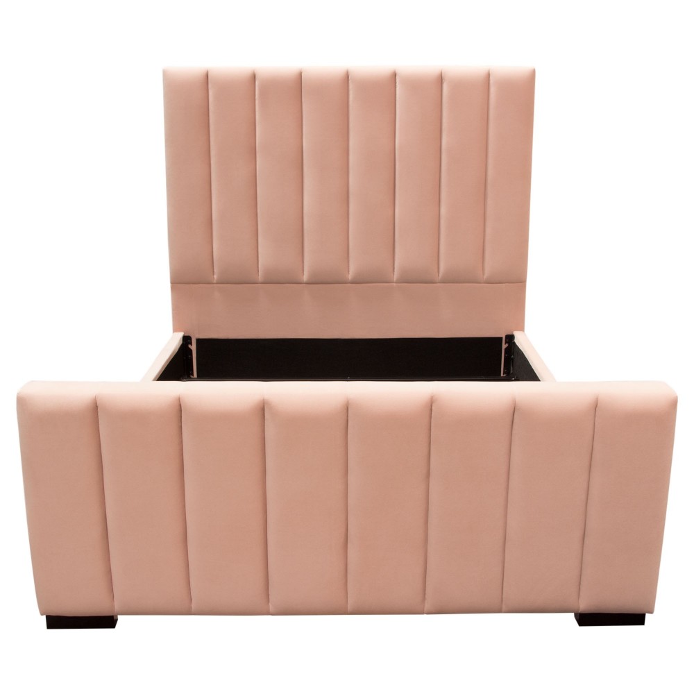 Venus Vertical Channel Tufted Queen Bed in Blush Pink Velvet by Diamond Sofa