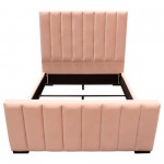 Venus Vertical Channel Tufted Queen Bed in Blush Pink Velvet by Diamond Sofa