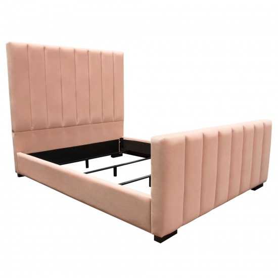 Venus Vertical Channel Tufted Queen Bed in Blush Pink Velvet by Diamond Sofa