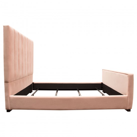 Venus Vertical Channel Tufted Queen Bed in Blush Pink Velvet by Diamond Sofa