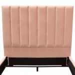 Venus Vertical Channel Tufted Queen Bed in Blush Pink Velvet by Diamond Sofa