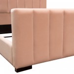 Venus Vertical Channel Tufted Queen Bed in Blush Pink Velvet by Diamond Sofa