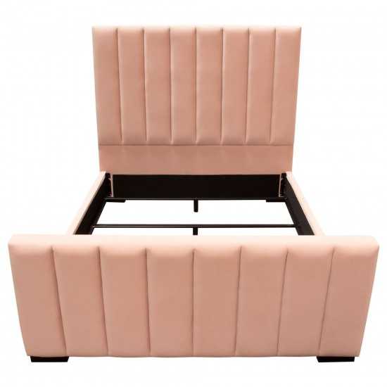 Venus Vertical Channel Tufted Eastern King Bed in Blush Pink Velvet by Diamond Sofa