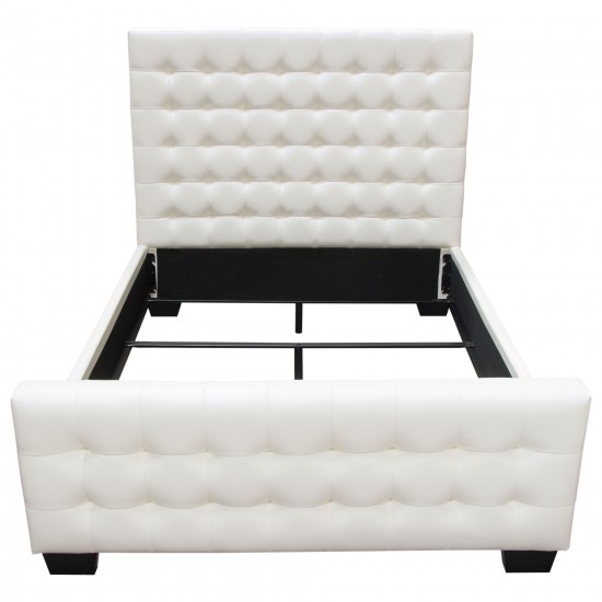 Zen Tufted Queen Bed with Oversized Footboard in White Leatherette by Diamond Sofa