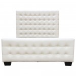 Zen Tufted Queen Bed with Oversized Footboard in White Leatherette by Diamond Sofa