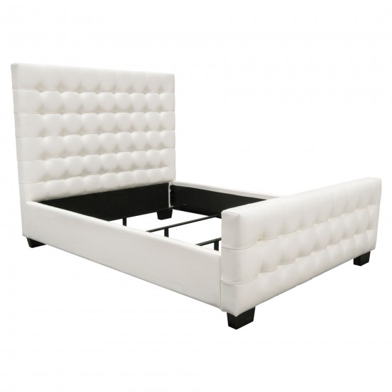 Zen Tufted Queen Bed with Oversized Footboard in White Leatherette by Diamond Sofa
