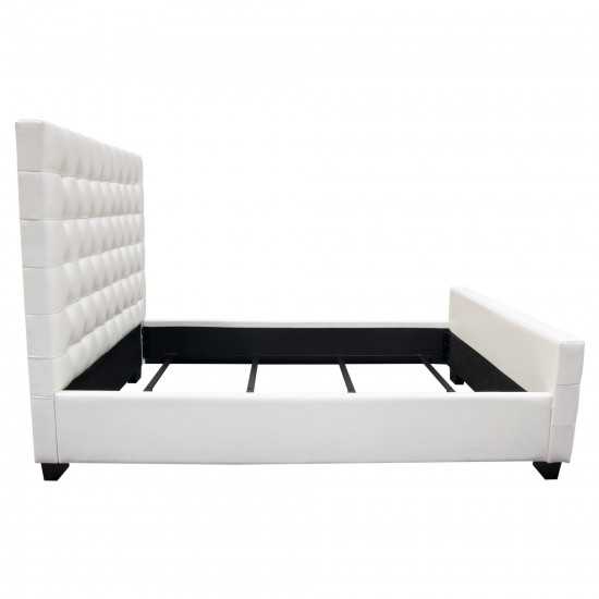 Zen Tufted Queen Bed with Oversized Footboard in White Leatherette by Diamond Sofa