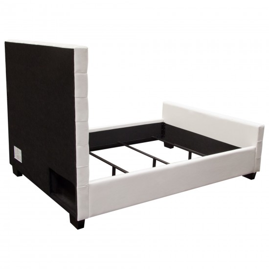 Zen Tufted Queen Bed with Oversized Footboard in White Leatherette by Diamond Sofa