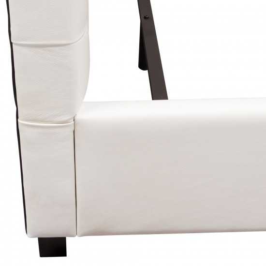 Zen Tufted Queen Bed with Oversized Footboard in White Leatherette by Diamond Sofa