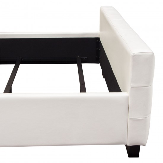 Zen Tufted Queen Bed with Oversized Footboard in White Leatherette by Diamond Sofa