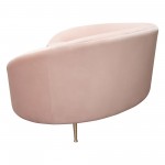 Celine Curved Sofa with Contoured Back in Blush Pink Velvet and Gold Metal Legs by Diamond Sofa