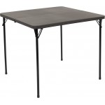 2.83-Foot Square Bi-Fold Dark Gray Plastic Folding Table with Carrying Handle