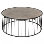 Gibson 38" Round Cocktail Table with Grey Oak Finished Top and Metal Base by Diamond Sofa