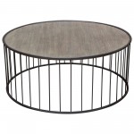 Gibson 38" Round Cocktail Table with Grey Oak Finished Top and Metal Base by Diamond Sofa