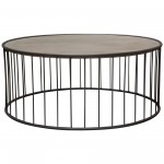 Gibson 38" Round Cocktail Table with Grey Oak Finished Top and Metal Base by Diamond Sofa