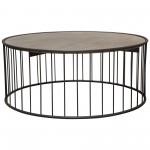 Gibson 38" Round Cocktail Table with Grey Oak Finished Top and Metal Base by Diamond Sofa