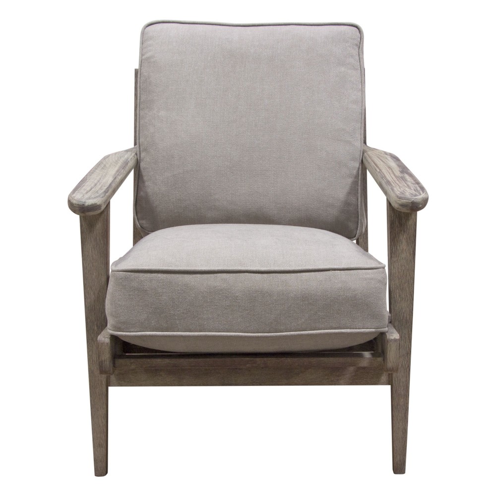 Hazel Accent Chair with Feather Down Seat & Back in Grey Linen with Grey Oak Frame by Diamond Sofa