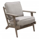 Hazel Accent Chair with Feather Down Seat & Back in Grey Linen with Grey Oak Frame by Diamond Sofa