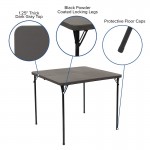 2.83-Foot Square Bi-Fold Dark Gray Plastic Folding Table with Carrying Handle