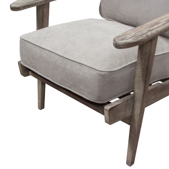 Hazel Accent Chair with Feather Down Seat & Back in Grey Linen with Grey Oak Frame by Diamond Sofa